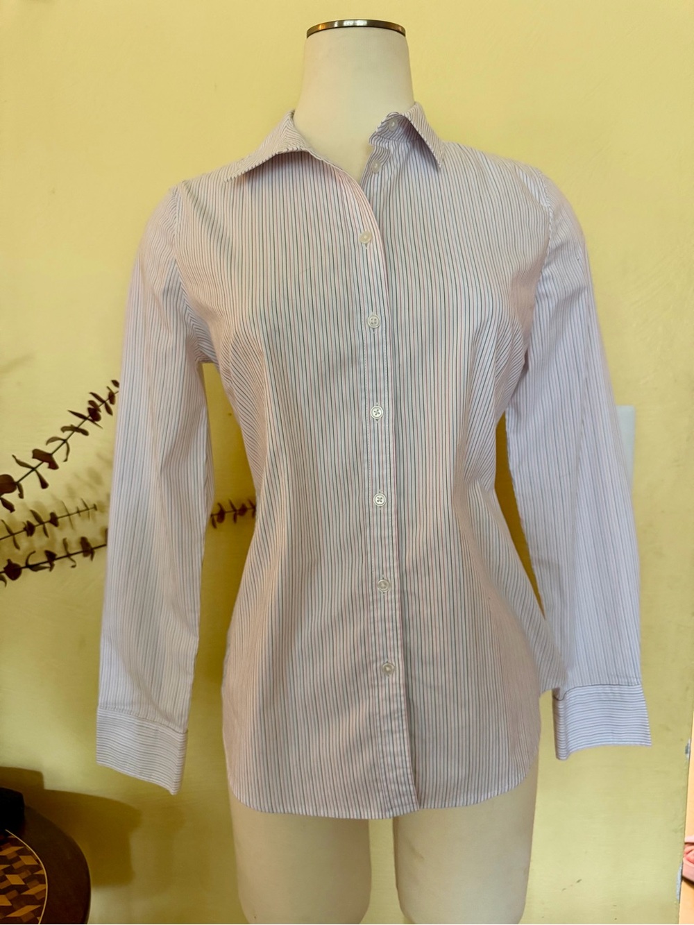 Banana Republic Pink and White Pinstripe Button-Down Shirt